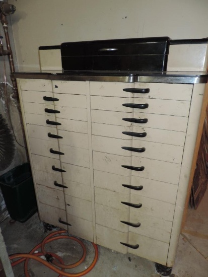 Cool wooden multi-drawer medical cabinet.