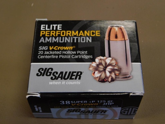 Sig Sauer 38 Super 125Gr. JHP +P Ammo