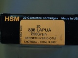 HSM 338 Lapua 250 Gr. Berger Hybrid OTM Ammo