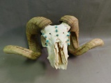Turquoise nugget decorated Ram skull taxidermy