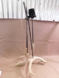 Deer antler embellished fireplace irons