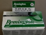 Remington 25 Auto 50 Gr. FMJ Ammo