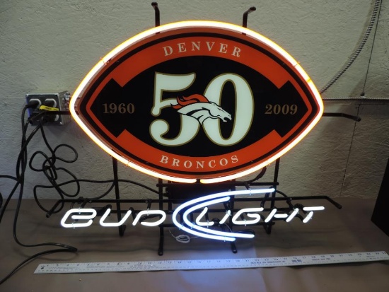 Bud light Broncos 50th anniversary neon.