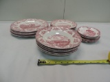 21 pieces of Johnson Brohters red transferware.