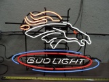 Denver Bronco's Bud Light neon sign.