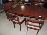 1940's Mahogany table with 5 chairs & one leaf.