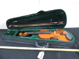 Student violin with bow and case.