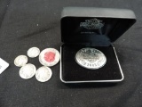 Sterling Harley Davidson 2003 pin & pre 1964 coins.