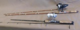 Two piece fishing rods with reels