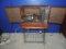 Beautiful mid century table top record player stereo with stand.