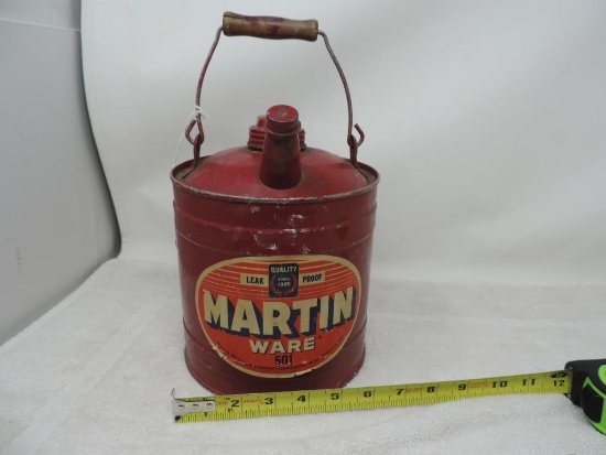 Nice wood handled Martinware #501 gas can.