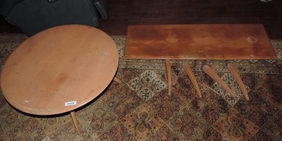 Two vintage Heywood Wakefield tables.