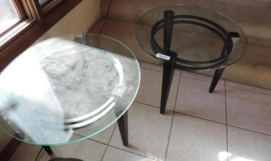 Pair of glass top end tables.