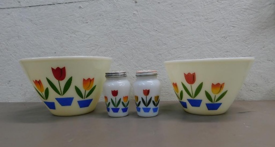 Fire King Tulip Bowls and Shakers