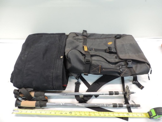 Timbuk2 bag- Carhartt overalls XXL- Mountain profile sticks.