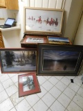 Antique Desk and Framed Art