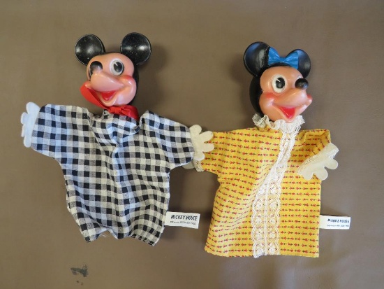 Mid Century Mickey and Minnie Hand Puppets