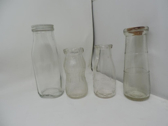 Four Nice Antique Milk Bottles