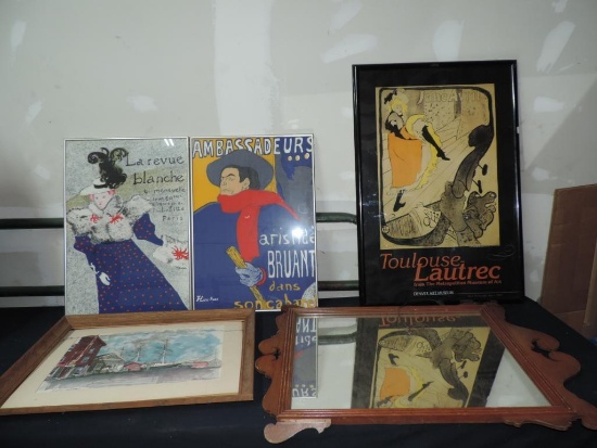 French Artwork & Framed Mirror