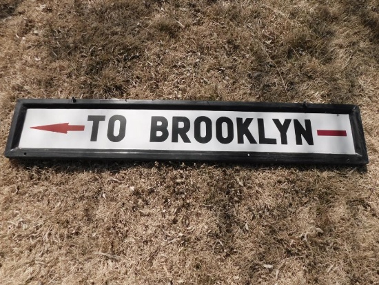 To Brooklyn Raised Panel Porcelain Railway Sign
