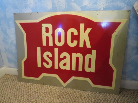 Rock Island Galvanized Hand Painted Sign