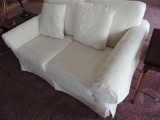 White Upholstered Stearns & Foster Loveseat