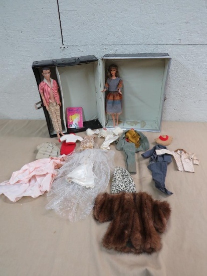 1961 Double Barbie Case w/ Ken and Barbie and Accessories