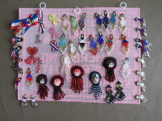 Hand Beaded Earrings and Pins