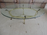 Glass Top Coffee Table Set with Ornate Brass Bases