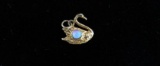 10K Gold and Opal Swan Pendant