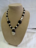 Black Agate and Pearl Necklace