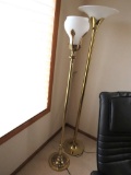 Brass and Milk Glass Floor Lamps