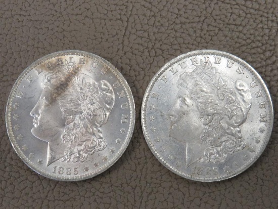 Two 1885 Morgan Silver Dollar Coins