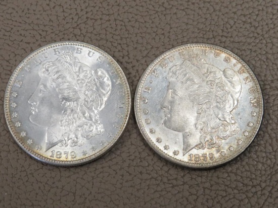 Two 1879 Morgan Silver Dollar Coins