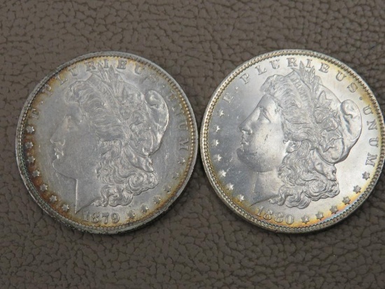 1879 and 1880 Morgan Silver Dollar Coins