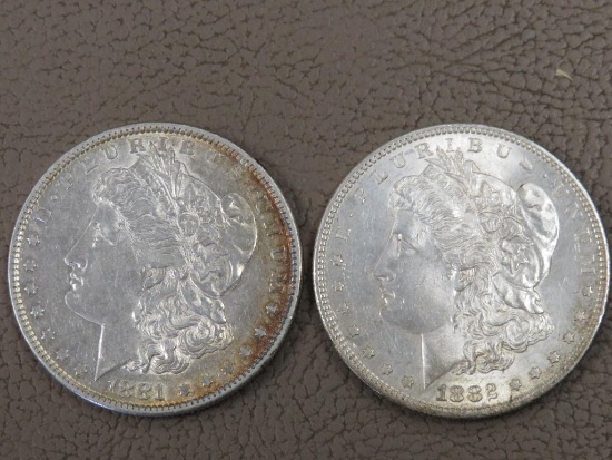 1881 and 1882 Morgan Silver Dollar Coins