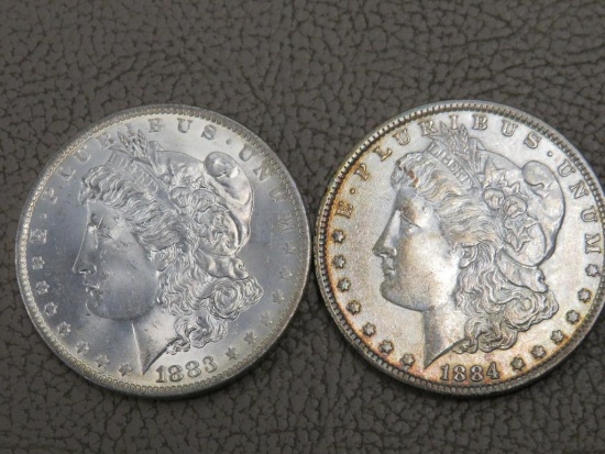 1883 and 1884 Morgan Silver Dollar Coins