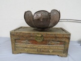 Hand Carved Decorative Box and Metal Bowl