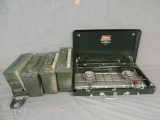 Four Ammo Cans - Coleman Camp Stove