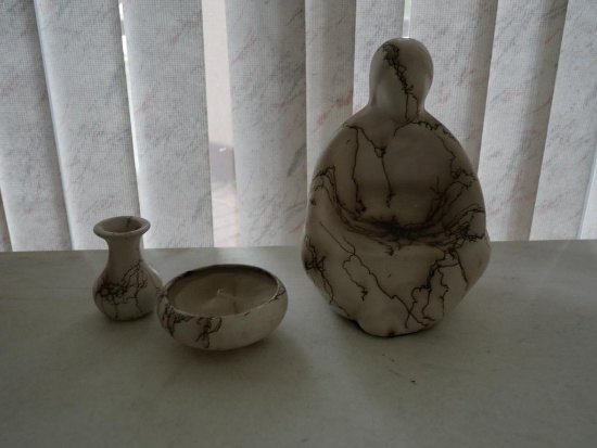 Three Pieces of Horsehair Pottery