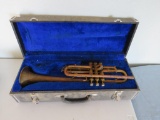 Unmarked Antique Brass Trumpet w/ Case