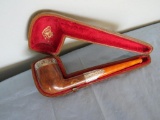 Antique MF Smoking Pipe w/ Silver Cap and Band and Case