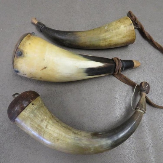 Three Antique Powder Horns