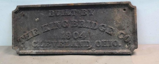 Cool 1904 King Bridge Co Cast Iron Plaque