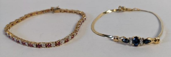 14Kt Yellow Gold and Gemstone Bracelets