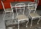 Glass Top White Metal Patio Table with Four Chairs