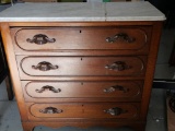 Antique Four Drawer Dresser with Stone Top