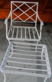 White Metal Patio Chair, Stool & Table
