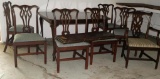Chippendale Mahogany Table with 7 Chairs & 3 Leafs