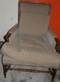 Antique Upholsterd Chair with Wood Trim